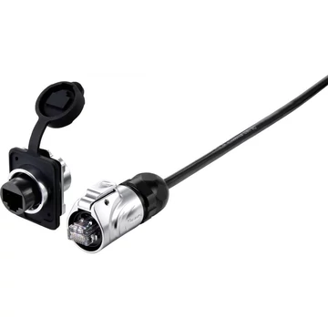 29039c292d RJ45 Hálózati kábel, patchkábel CAT 5e U/UTP 10.00 m Fekete vízálló 1 db