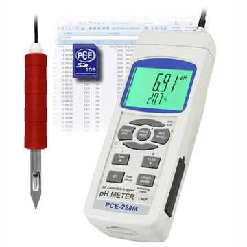 PCE Instruments pH mérő műszer analízis, Hőmérséklet, pH érték, Redox (ORP)