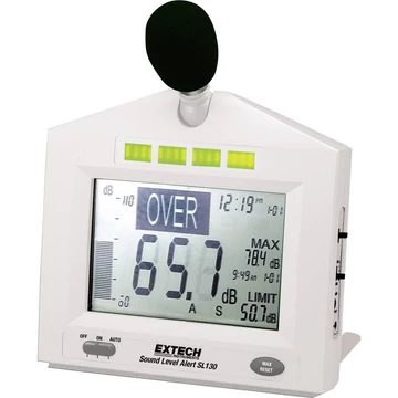 Zajszintmérő, 31,5 - 8000 Hz, ISO kalibrált, Extech SL130