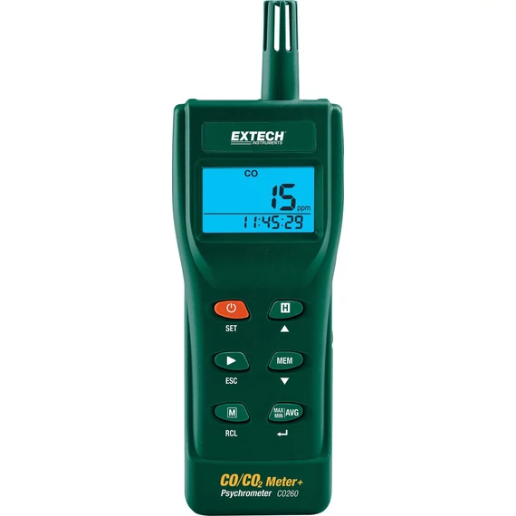 Szén-dioxid és szén-monoxid mérő 0 - 9999 ppm, Extech CO260