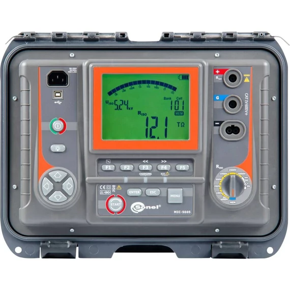 Sonel MIC-5005 Szigetelésmérő műszer Kalibrált (ISO) 250 V, 500 V, 1000 V, 2500 V, 5000 V 15 TΩ