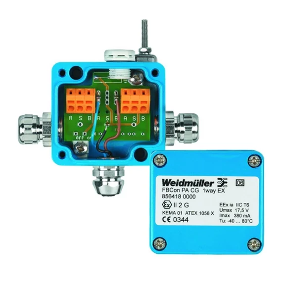 Weidmüller FBCON PA CG/M12 1WAY EX 8564150000 Érzékelő/működtető doboz, passzív Profibus PA standard elosztó EEx(ia) 1 d