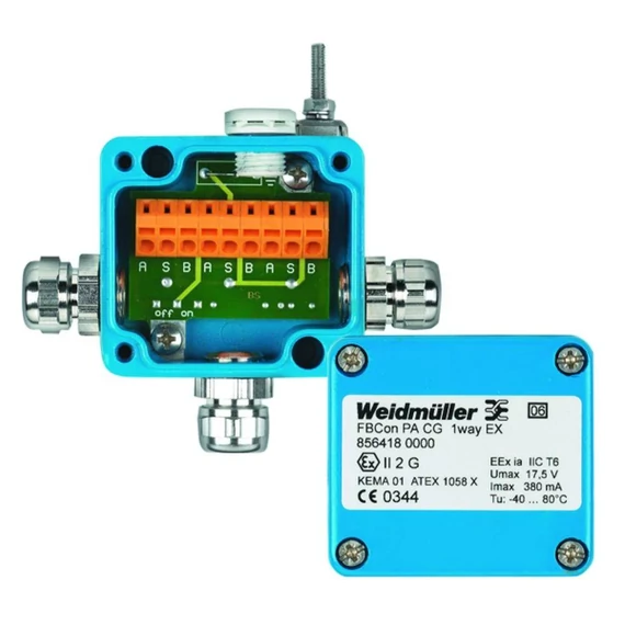 Weidmüller FBCON PA CG 1WAY EX 8564180000 Érzékelő/működtető doboz, passzív Profibus PA standard elosztó EEx(ia) 1 db