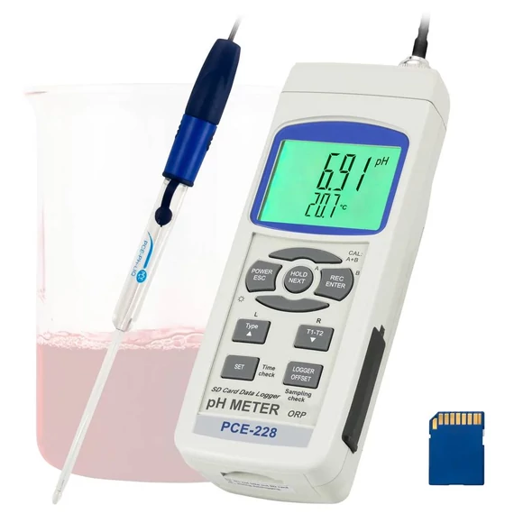 PCE Instruments pH mérő műszer analízis, Hőmérséklet, pH érték, Redox (ORP)