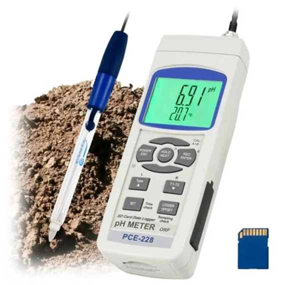 PCE Instruments pH mérő műszer analízis, Hőmérséklet, pH érték, Redox (ORP)
