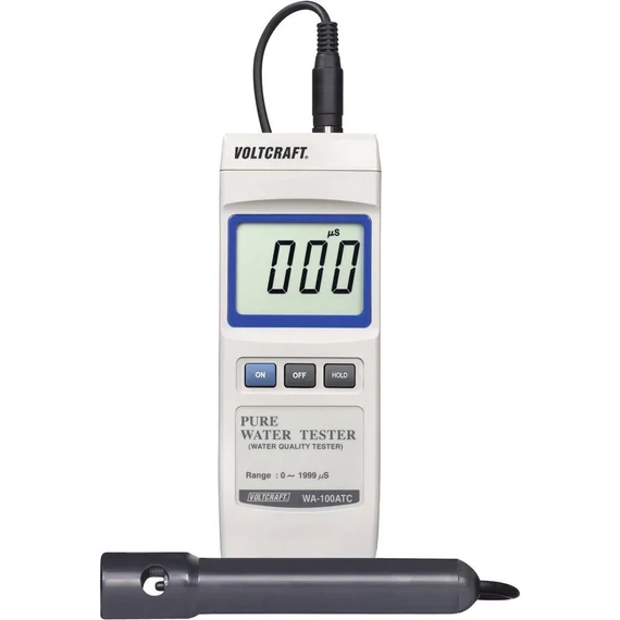 Vezetőképesség mérő műszer VOLTCRAFT WA-100 ATC 3 % 0 - 1999 µS Kalibrált ISO