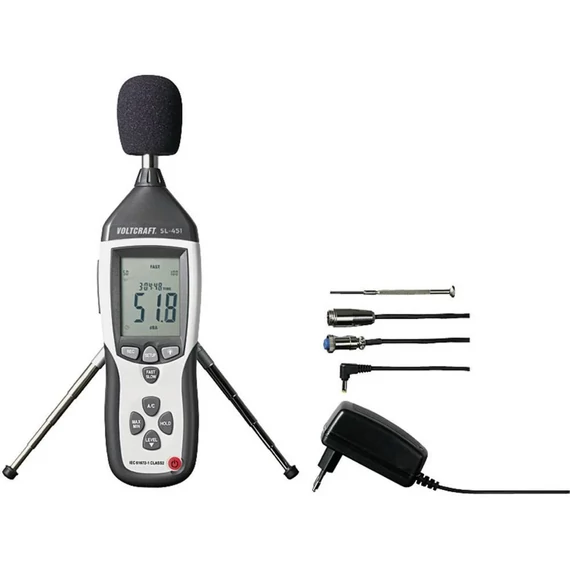 USB-s zajszintmérő és adatgyűjtő szoftverrel 31.5 - 8 kHz 30 - 130 dB, Voltcraft SL-451