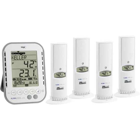 Hőmérséklet- és légnedvesség adatgyűjtő profi készlet, TFA Profi KlimaLogg Pro