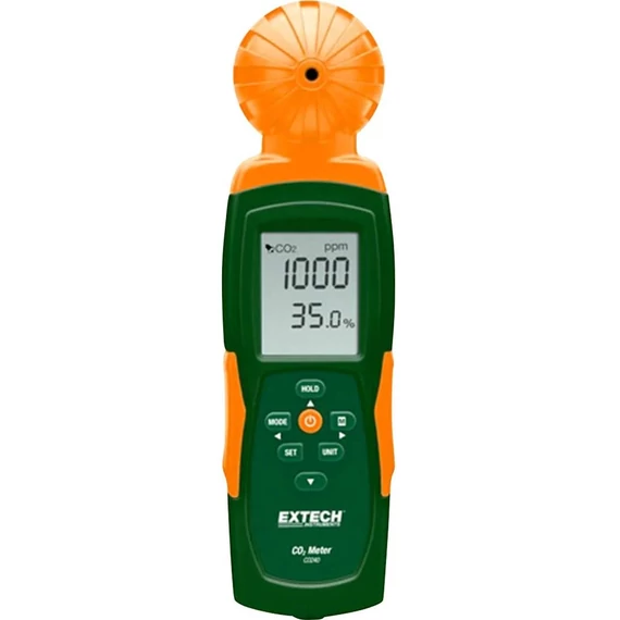Szén-dioxid mérő és adatgyűjtő, hőmérséklet mérő funkció, 0 - 9999 ppm, Extech CO240