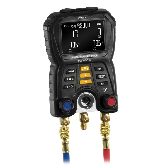 PCE Instruments Differencia nyomás mérőműszer Nyomás, Hőmérséklet -1 - 60 bar Hőmérsékletmérő funkcióval, Külső érzékelő